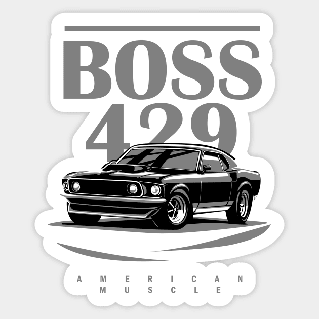 Ford Mustang gt boss 429 1969 illustration graphics Sticker by ASAKDESIGNS